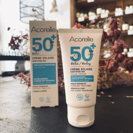 Crème Solaire Bébé BIO - SPF 50+ - Cosmétique naturelle - Acorelle - Naturals&co